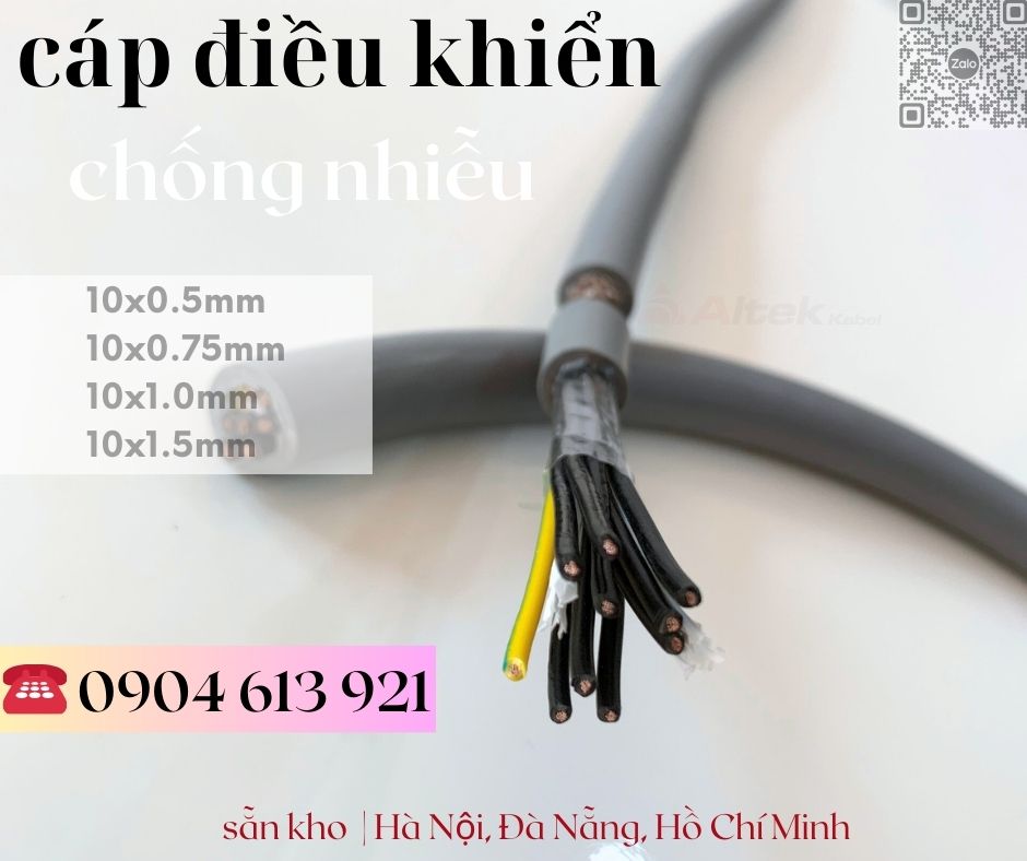 Cáp điều khiển 10x0.5mmn/ cáp tín hiệu 10x0.75m chống nhiễu Altek kabel