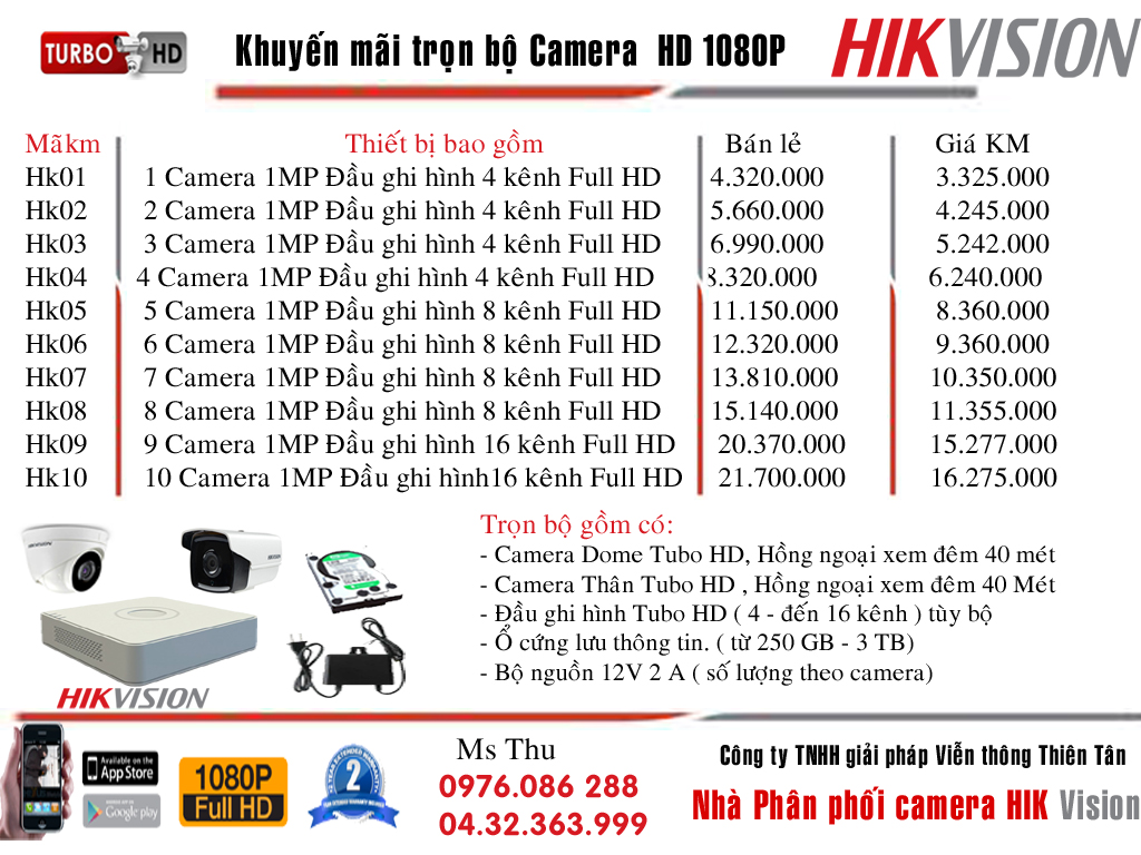 Bộ camera chất lượng cao Hikvinon giá chỉ 3 triệu