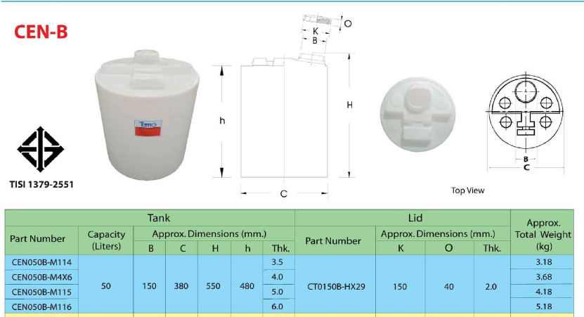 Bồn chứa 50l đựng hóa chất Tema/Thailan-Tank 50l/ thùng nhựa PE 50l