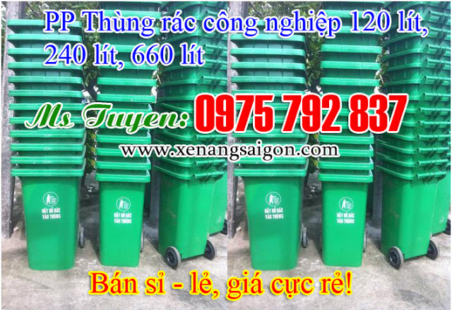 Thùng rác công nghiệp 120 lít nhựa HDPE