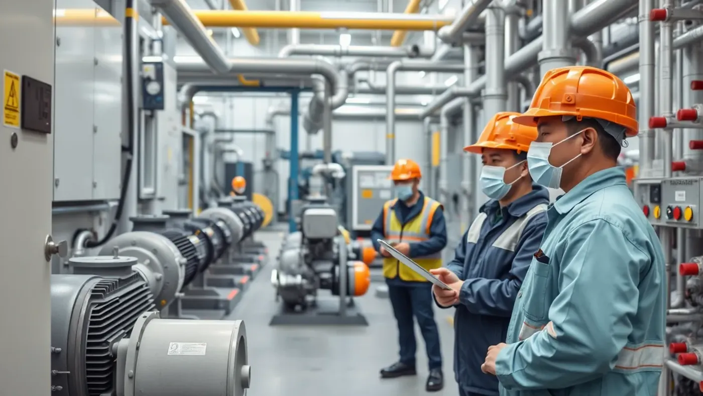 kỹ sư kiểm tra thiết bị trong nhà máy