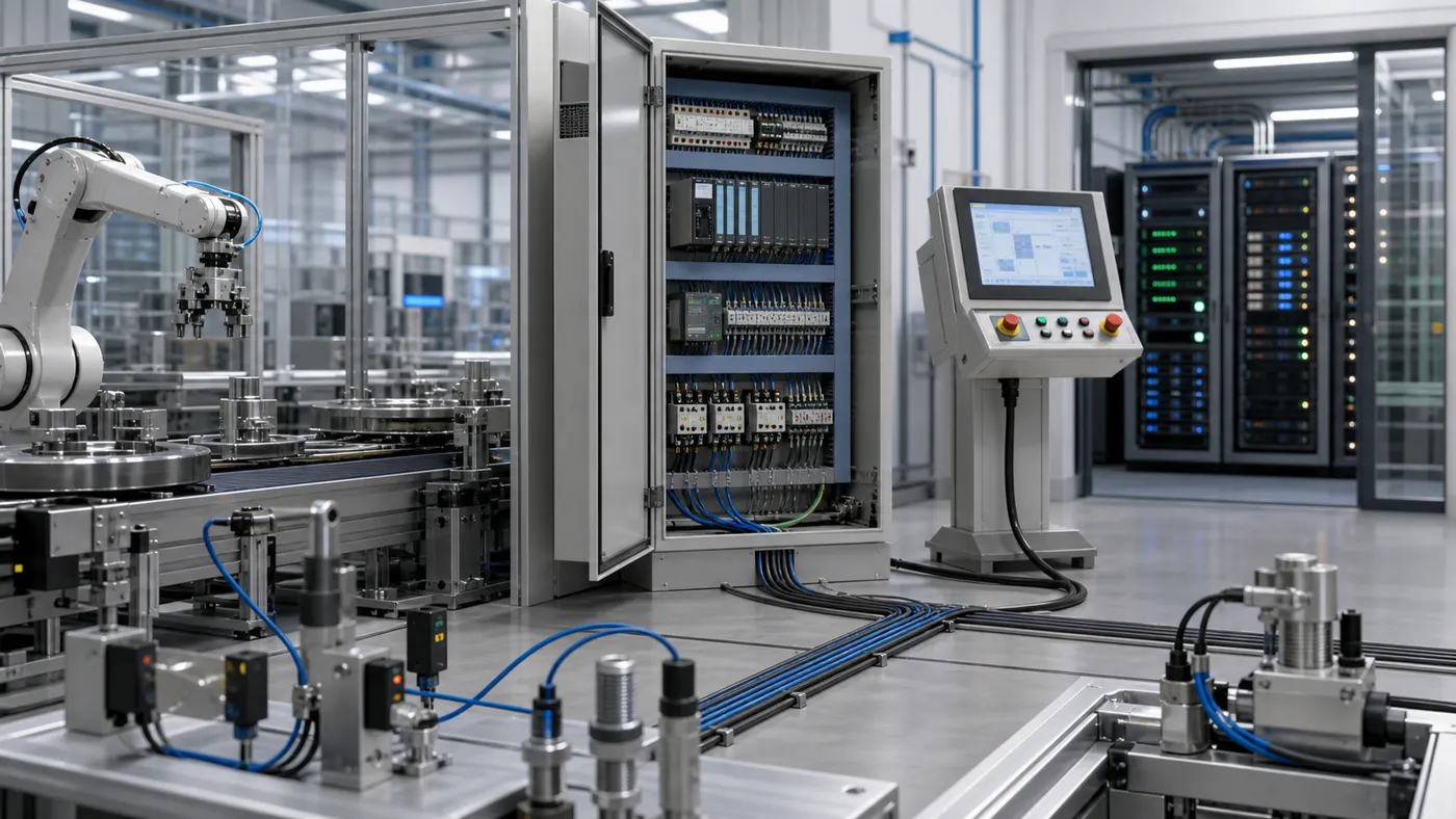 Các lớp cảm biến PLC HMI và dữ liệu sản xuất